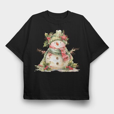 Snowman Christmas Wreath, Tricou Oversize Barbati (Unisex)