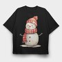 Snowman Ear Flaps, Tricou Oversize Barbati (Unisex)