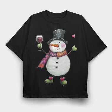 Snowman Festive Drink, Tricou Oversize Barbati (Unisex)