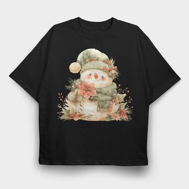 Snowman Flower Bell, Tricou Oversize Barbati (Unisex)