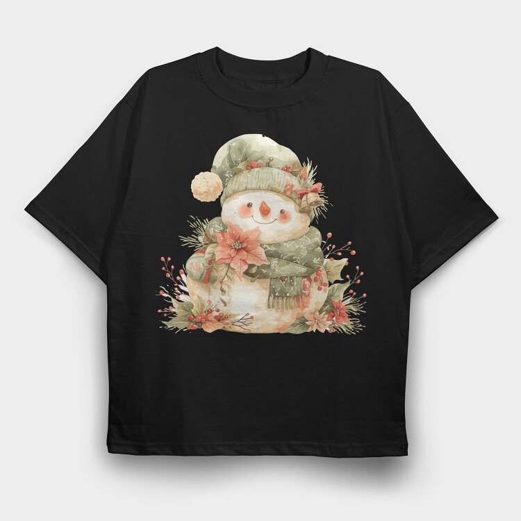 Snowman Flower Bell, Tricou Oversize Barbati (Unisex)