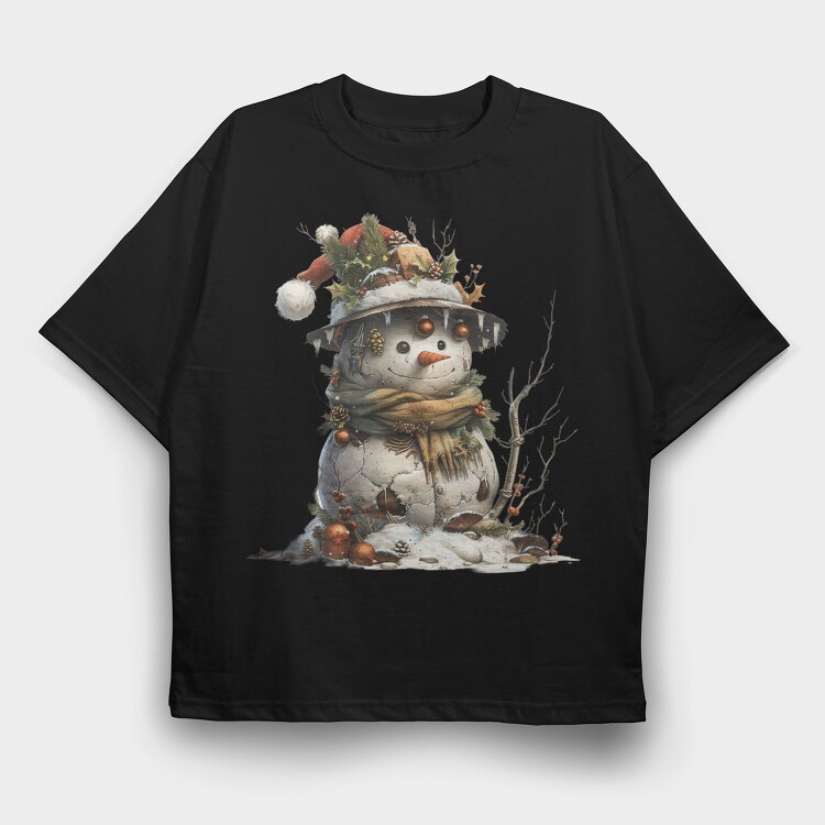 Snowman Hat Snow Garden, Tricou Oversize Barbati (Unisex)