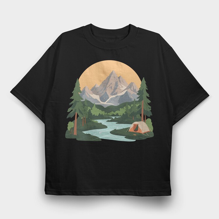 Nature Skylined, Tricou Oversize Barbati (Unisex)