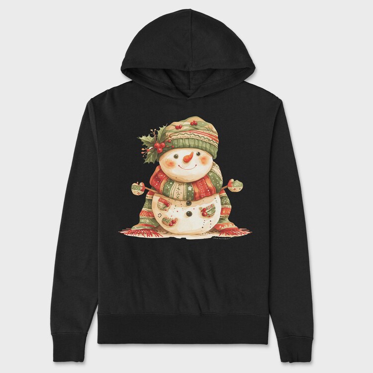 Snowman Holly Hat, Hanorac Oversize Barbati (Unisex)