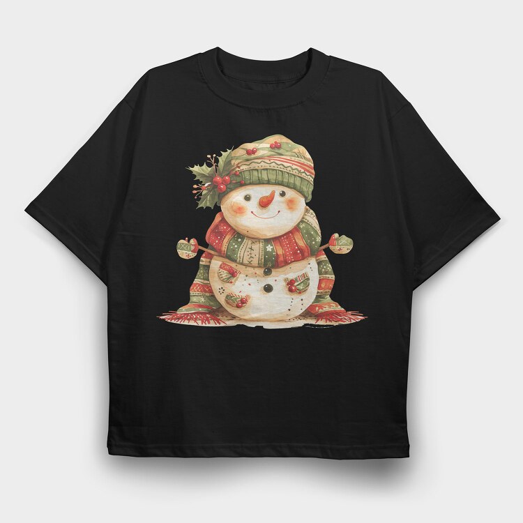 Snowman Holly Hat, Tricou Oversize Barbati (Unisex)