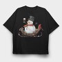 Snowman Sleigh Ride, Tricou Oversize Barbati (Unisex)