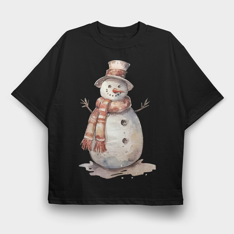Snowman Snowy Hat, Tricou Oversize Barbati (Unisex)