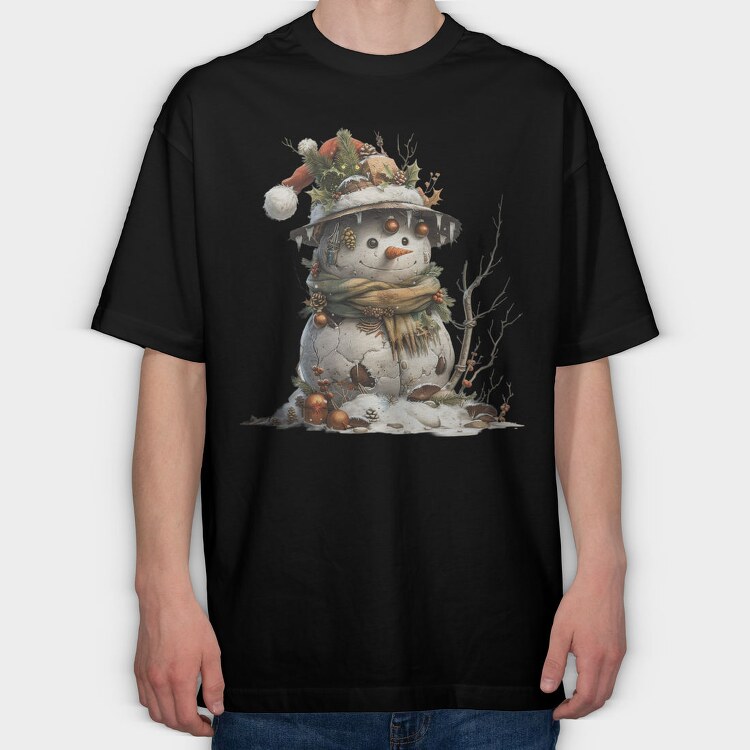 Snowman Hat Snow Garden, Tricou Oversize Barbati (Unisex)