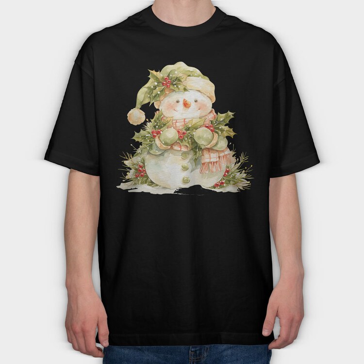 Snowman Holly Berry, Tricou Oversize Barbati (Unisex)