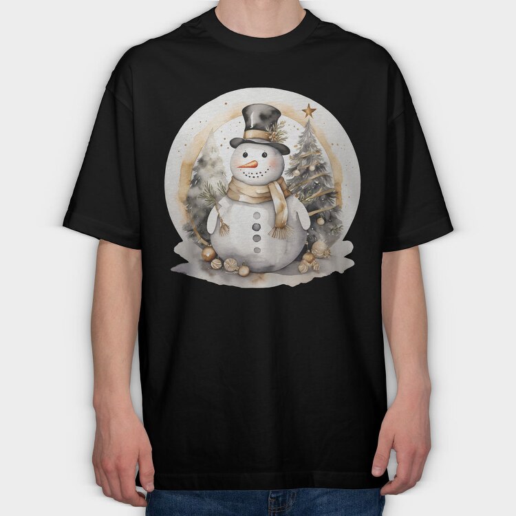 Snowman Christmas Circle, Tricou Oversize Barbati (Unisex)