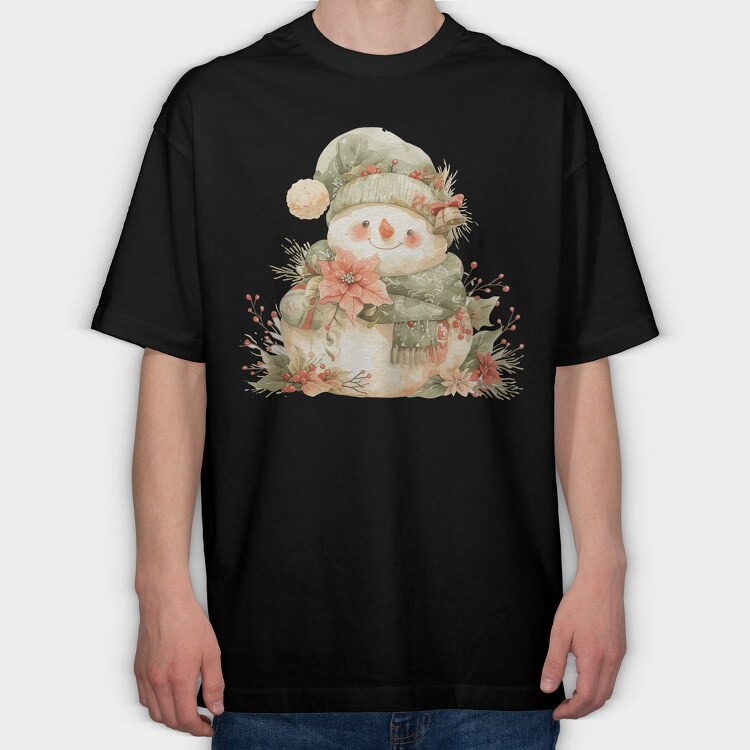 Snowman Flower Bell, Tricou Oversize Barbati (Unisex)