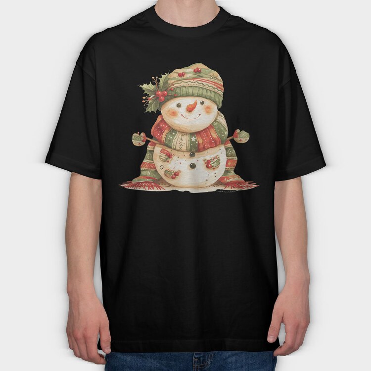 Snowman Holly Hat, Tricou Oversize Barbati (Unisex)