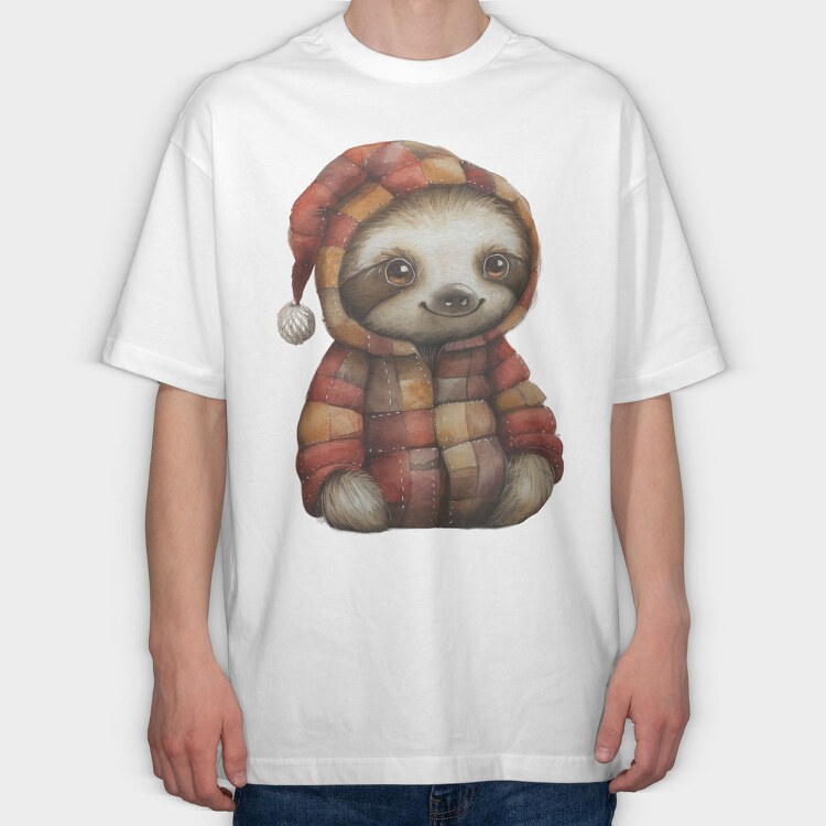 Sloth Christmas Patchwork, Tricou Oversize Barbati (Unisex)