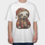 Sloth Christmas Patchwork, Tricou Oversize Barbati (Unisex)