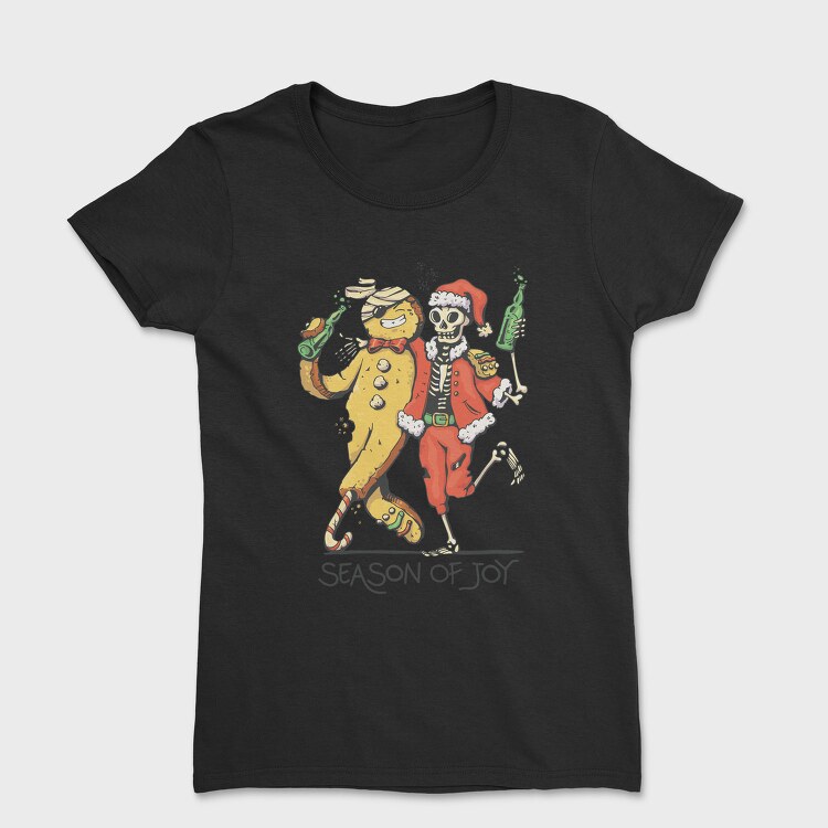 Cool Anti Christmas Skeleton Santa Ginger Cookie, Tricou Femei