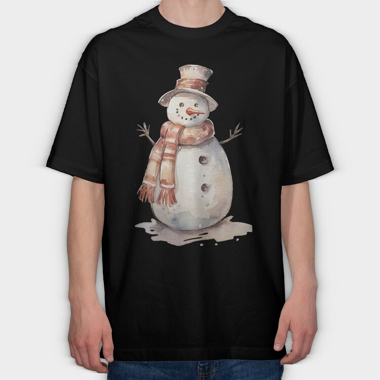 Snowman Snowy Hat, Tricou Oversize Barbati (Unisex)