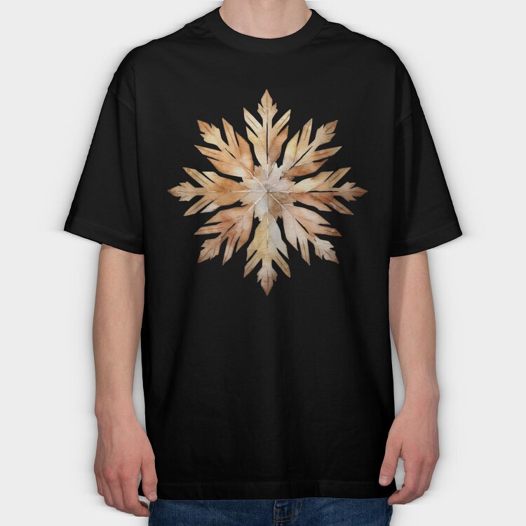 Snowflake Leaves Brown, Tricou Oversize Barbati (Unisex)