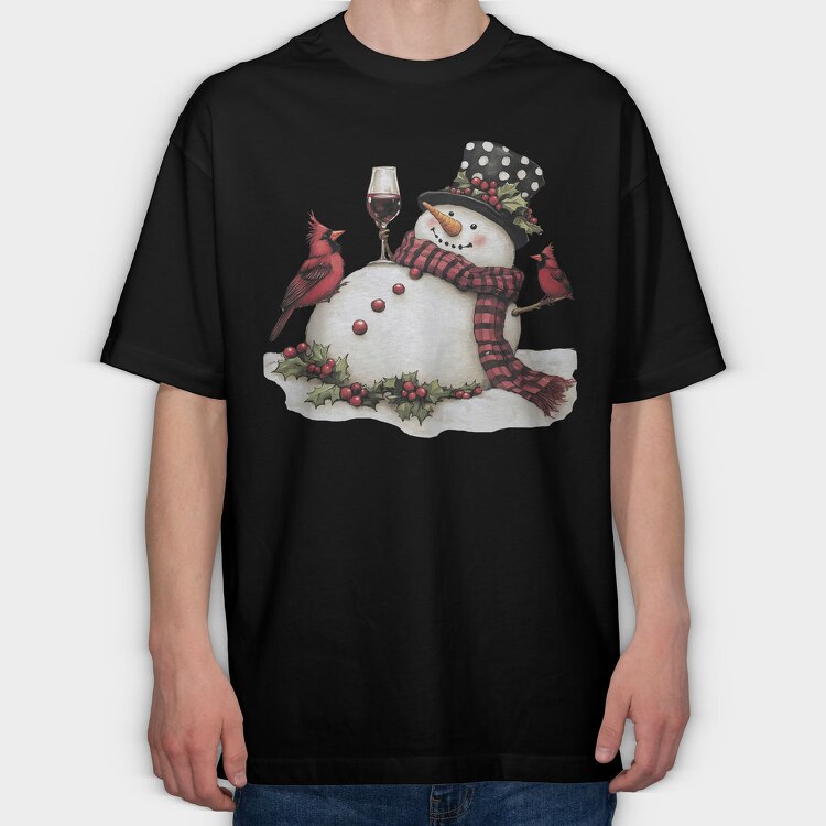 Snowman Wine Cardinals, Tricou Oversize Barbati (Unisex)