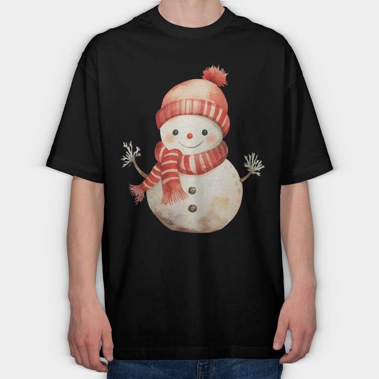 Snowman Hat Scarf, Tricou Oversize Barbati (Unisex)