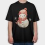 Snowman Hat Scarf, Tricou Oversize Barbati (Unisex)