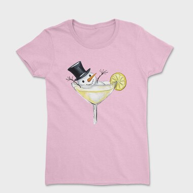 Snowman Wine Glass, Tricou Femei
