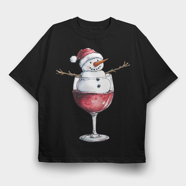 Snowman Wine, Tricou Oversize Barbati (Unisex)