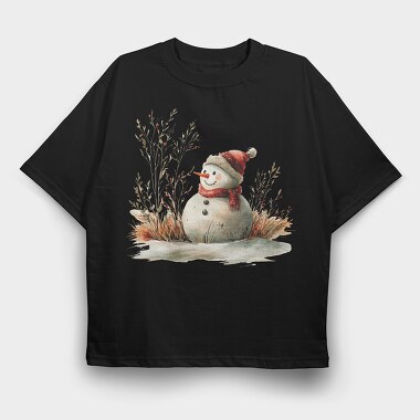 Snowman Winter Hat, Tricou Oversize Barbati (Unisex)