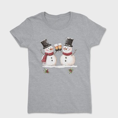 Snowmen Toasting Wine, Tricou Femei