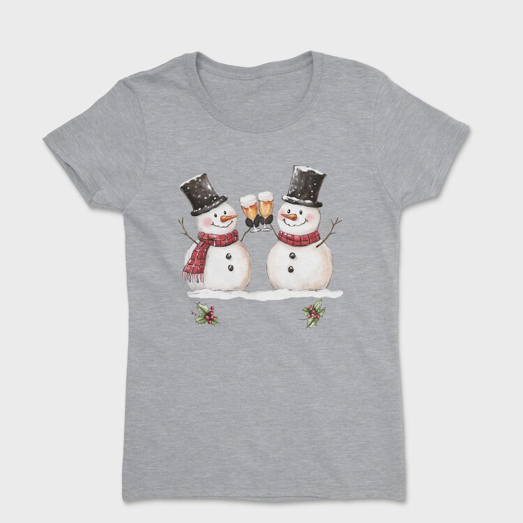 Snowmen Toasting Wine, Tricou Femei