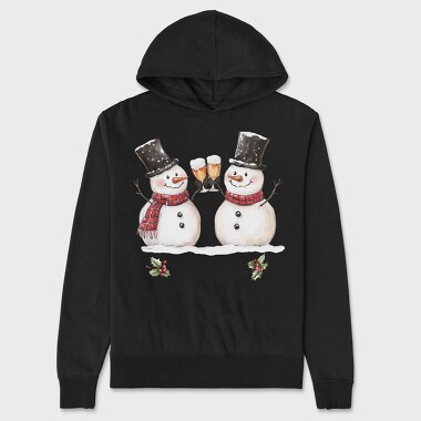 Snowmen Toasting Wine, Hanorac Oversize Barbati (Unisex)