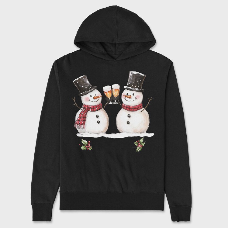 Snowmen Toasting Wine, Hanorac Oversize Barbati (Unisex)