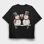Snowmen Toasting Wine, Tricou Oversize Barbati (Unisex)