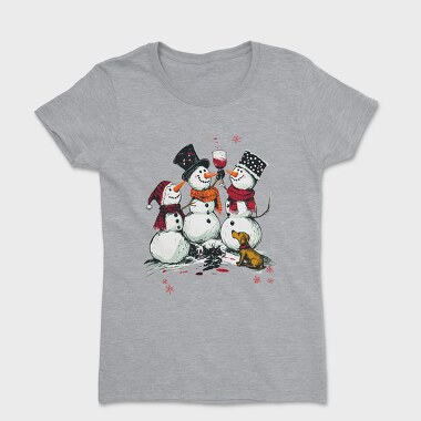 Snowmen Wine Christmas, Tricou Femei
