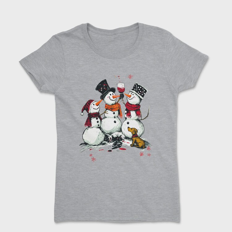 Snowmen Wine Christmas, Tricou Femei