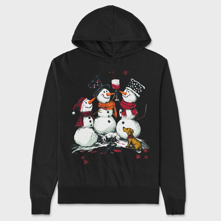 Snowmen Wine Christmas, Hanorac Oversize Barbati (Unisex)