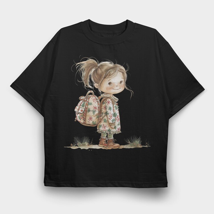 Snowy Adventure Girl, Tricou Oversize Barbati (Unisex)