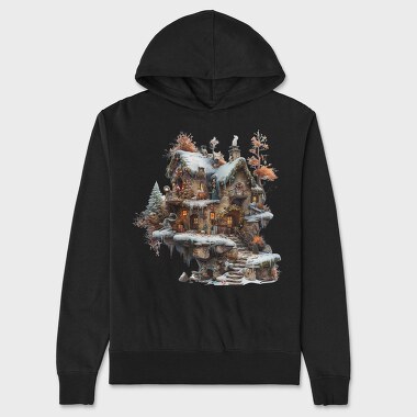 Snowy Fairy Hut, Hanorac Oversize Barbati (Unisex)