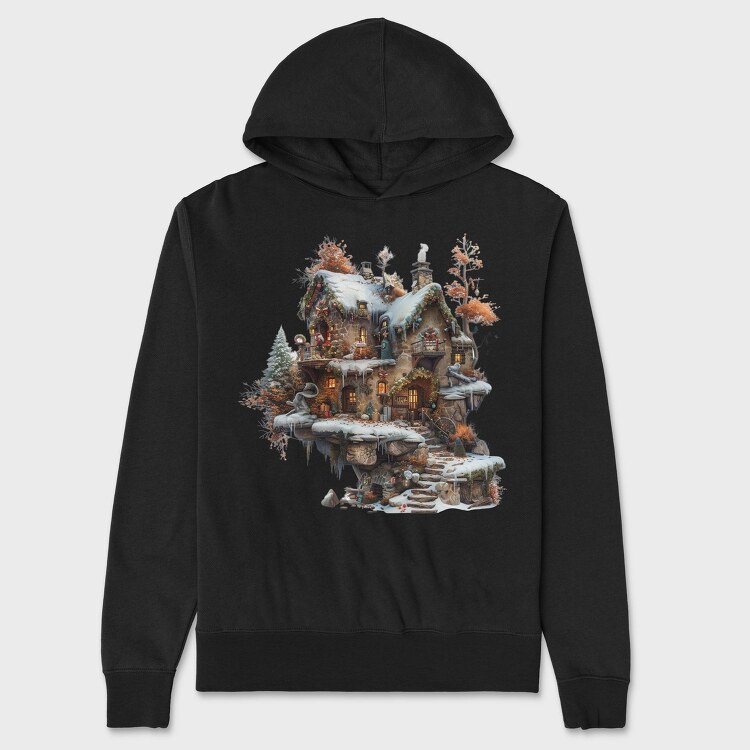 Snowy Fairy Hut, Hanorac Oversize Barbati (Unisex)