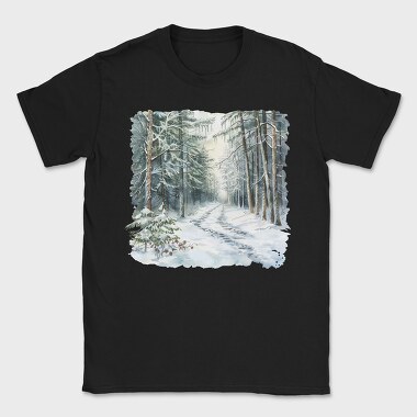 Snowy Forest Path, Tricou Barbati (Unisex)