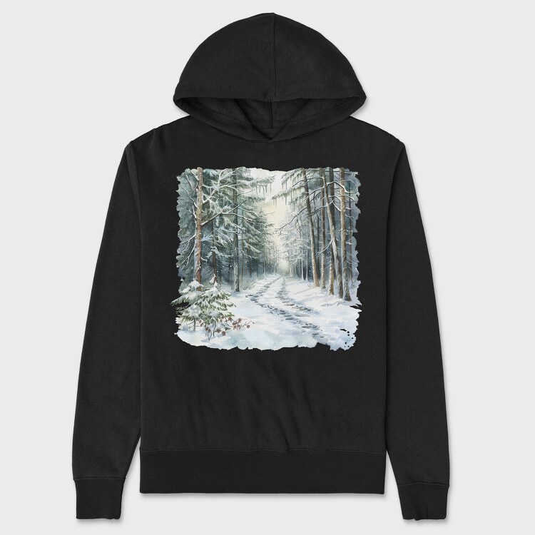 Snowy Forest Path, Hanorac Oversize Barbati (Unisex)