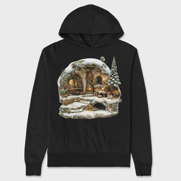 Snowy Mistletoe Garden, Hanorac Oversize Barbati (Unisex)