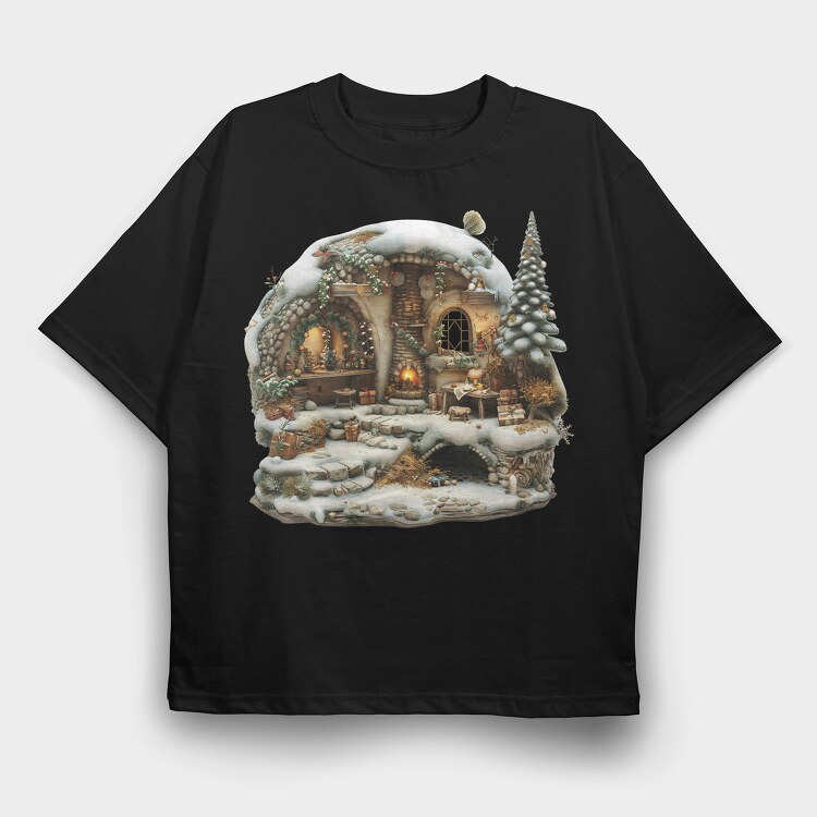 Snowy Mistletoe Garden, Tricou Oversize Barbati (Unisex)