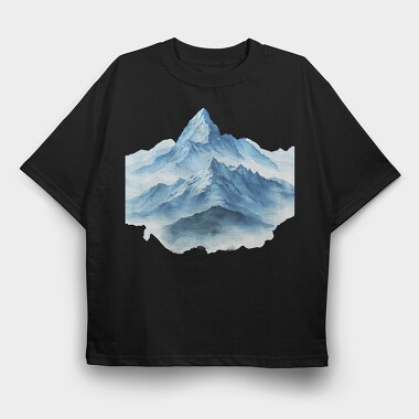Snowy Mountain Peak, Tricou Oversize Barbati (Unisex)