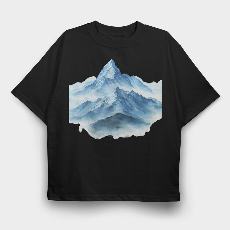 Snowy Mountain Peak, Tricou Oversize Barbati (Unisex)