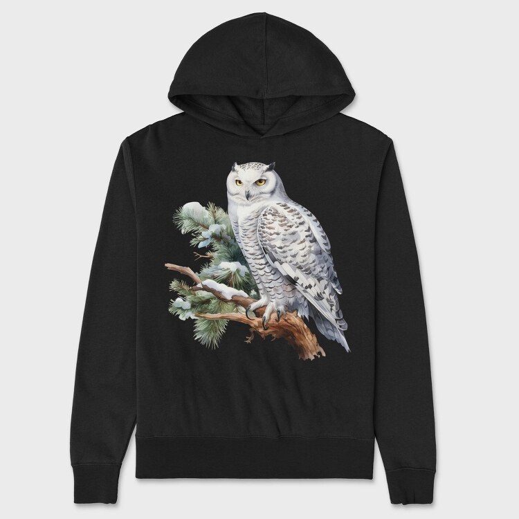 Snowy Owl Winter Branch, Hanorac Oversize Barbati (Unisex)
