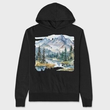 Snowy Peaks Reflection, Hanorac Oversize Barbati (Unisex)
