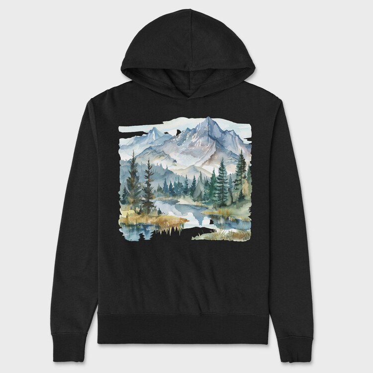Snowy Peaks Reflection, Hanorac Oversize Barbati (Unisex)