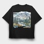 Snowy Peaks Reflection, Tricou Oversize Barbati (Unisex)