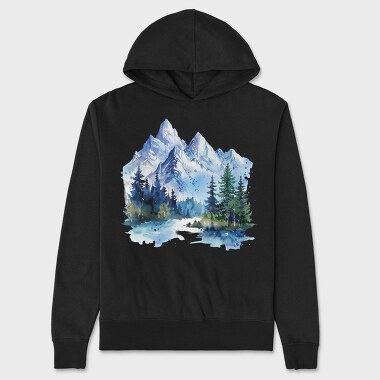 Snowy Peaks Serenity, Hanorac Oversize Barbati (Unisex)