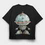 Space Egg Robot, Tricou Oversize Barbati (Unisex)